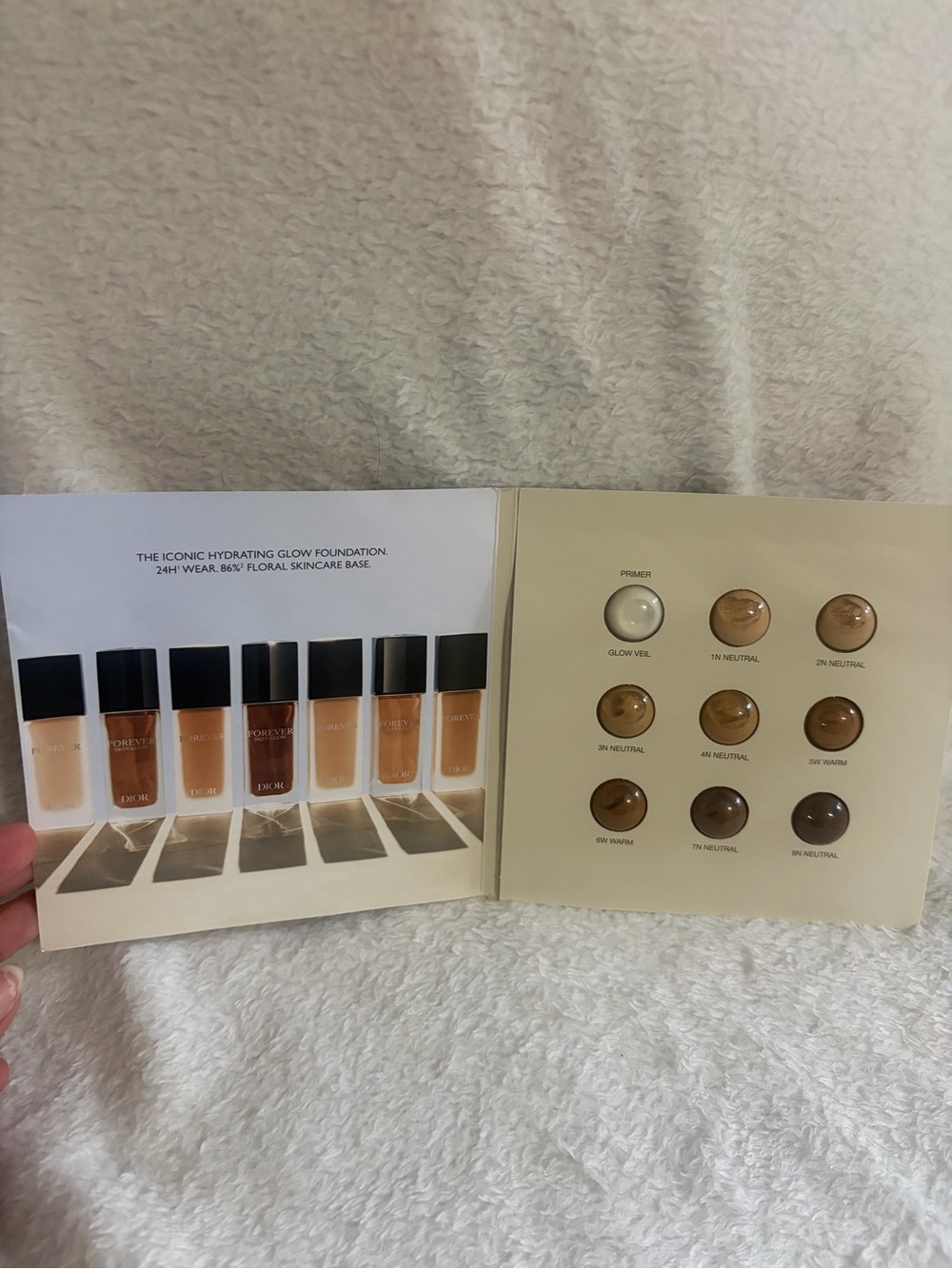 Dior Forever Skin Glow Foundation 8 Shades & Glow Veil Primer Sample Card.